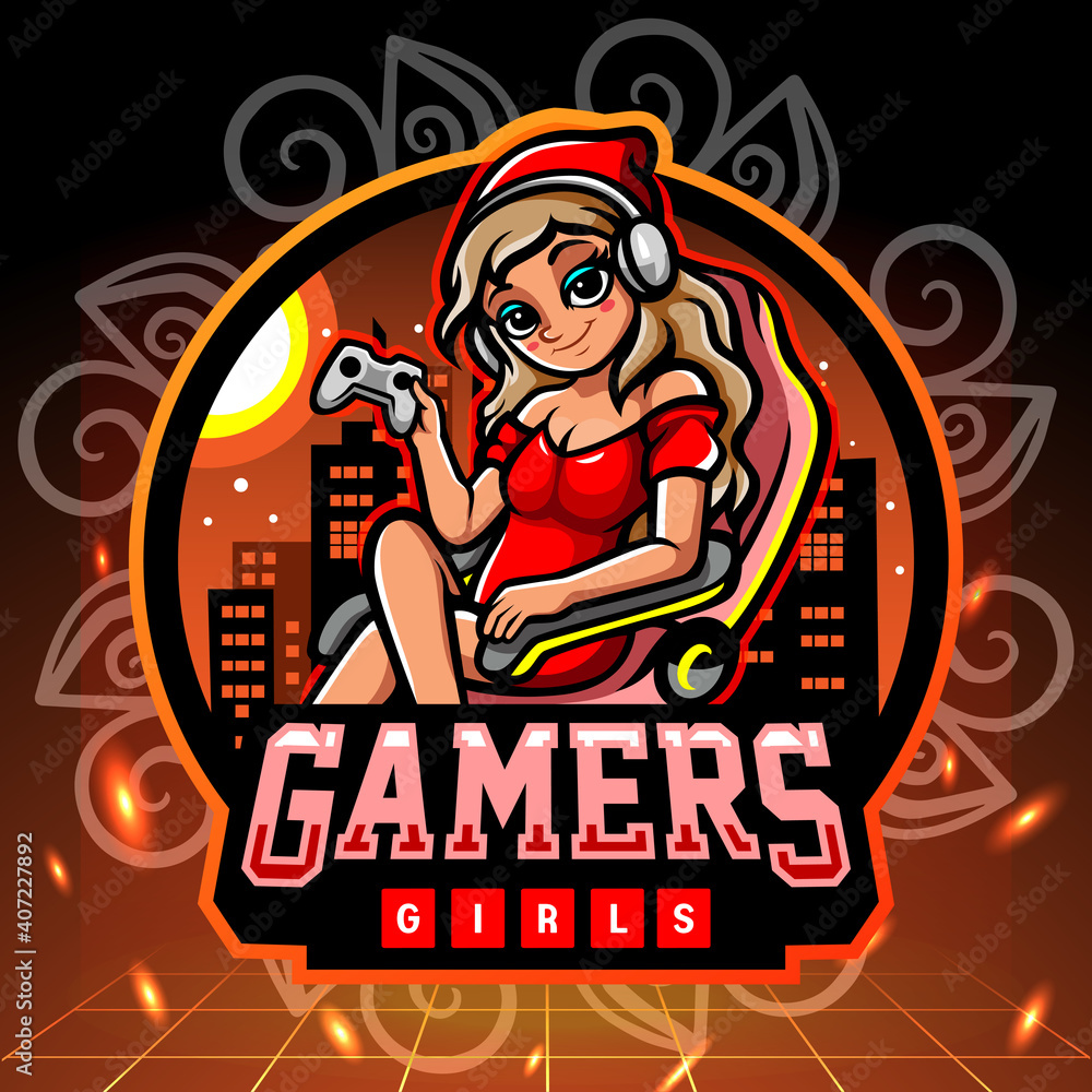 Obraz premium Gamers girl mascot. esport logo design