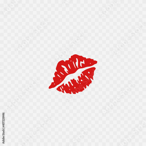 Lips kiss emoji. Red Lipstick kiss icon. Isolated. Vector