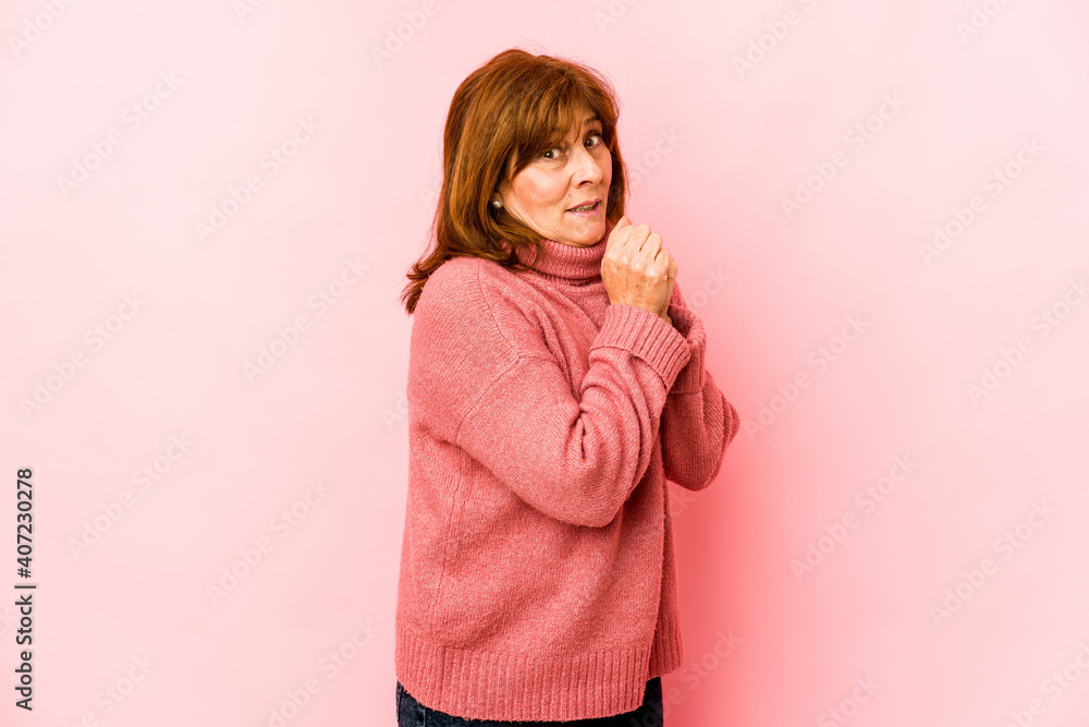 Senior caucasian woman isolated scared and afraid. Senior caucasian woman isolated scared and afraid.