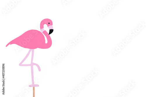 pink flamingo isolated on white