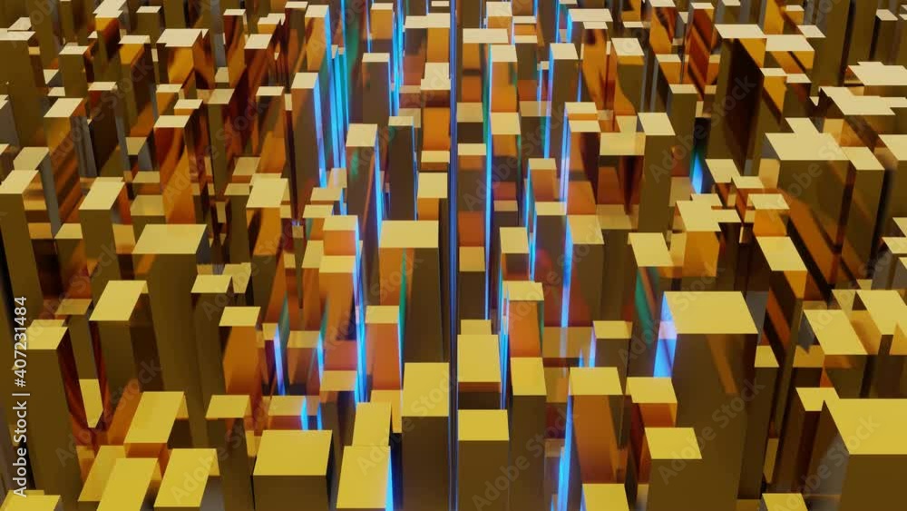Abstract futuristic landscape geometry cube or block Glowing blue neon background 3D rendering Abstract futuristic landscape geometry cube or block Glowing blue neon background 3D rendering