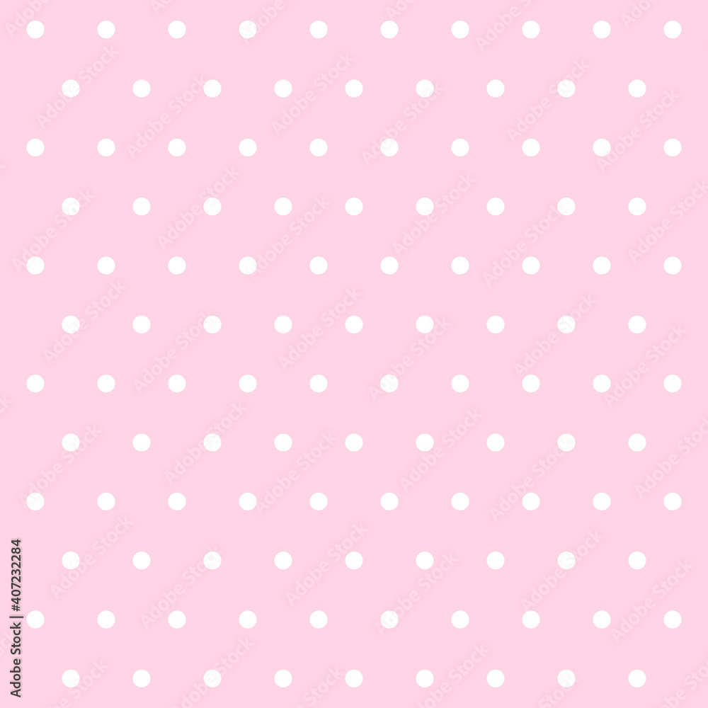 Valentines day pattern polka dots. Template background in pink and white polka dots . Seamless fabric texture. Vector illustration