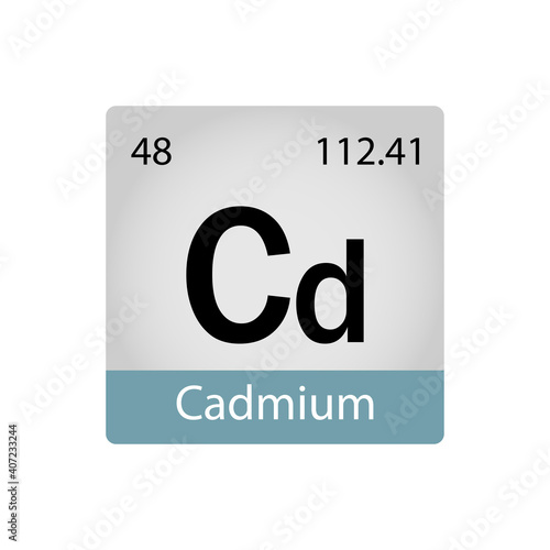 48 chemistry element. Silver element periodic table. Cadmium concept. Vector illustration perfect for cards, posters, stickers.