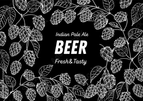 Beer hop illustration. Hand drawn sketch design. Beer ingredients vector illustration.