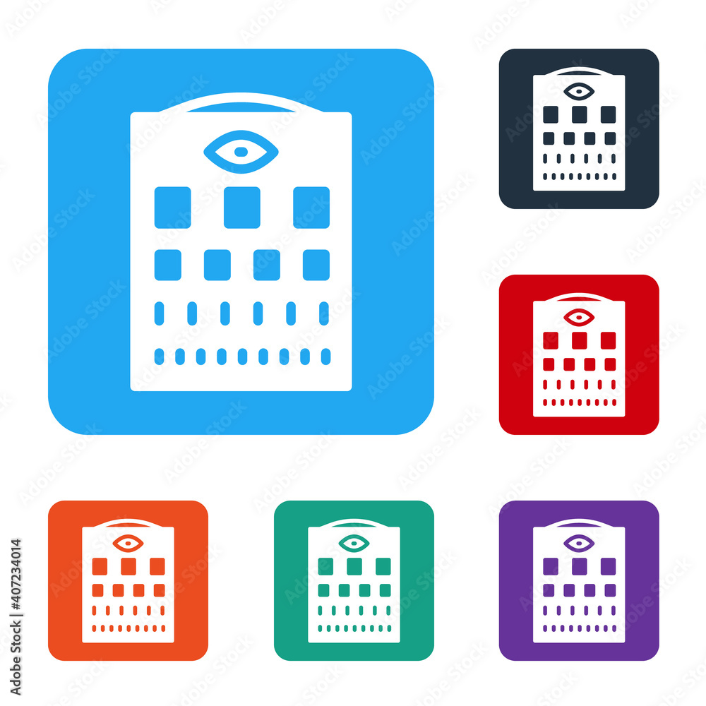 White Eye test chart icon isolated on white background. Poster for