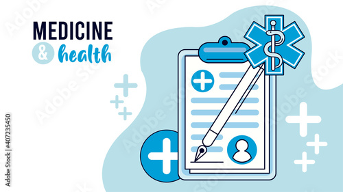 medical order in clipboard health and lettering