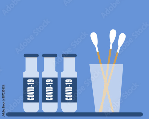 Set of swab test about coronavirus or COVID-19. Cartoon vector style for your design.