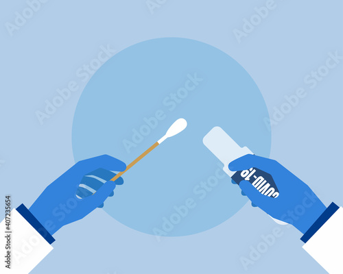 Set of swab test about coronavirus or COVID-19. Cartoon vector style for your design.