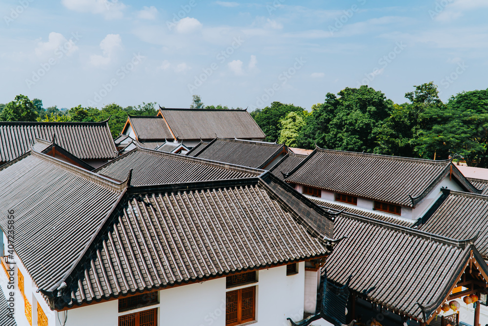 Chinese traditional roof tile style.