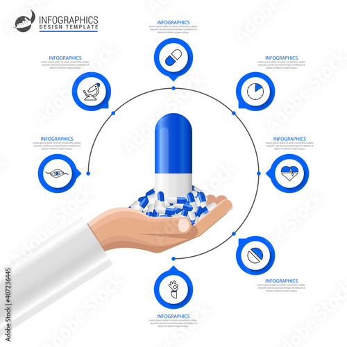 Infographic design template. Healthcare concept with 7 steps