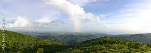 panorama of Cuba with mountain and sea views 