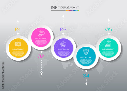 Business timeline infographic with icons for abstract template milestone element modern diagram and presentation chart.
