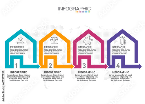 Infographic house templates with 4 options for Business Vector Illustration.