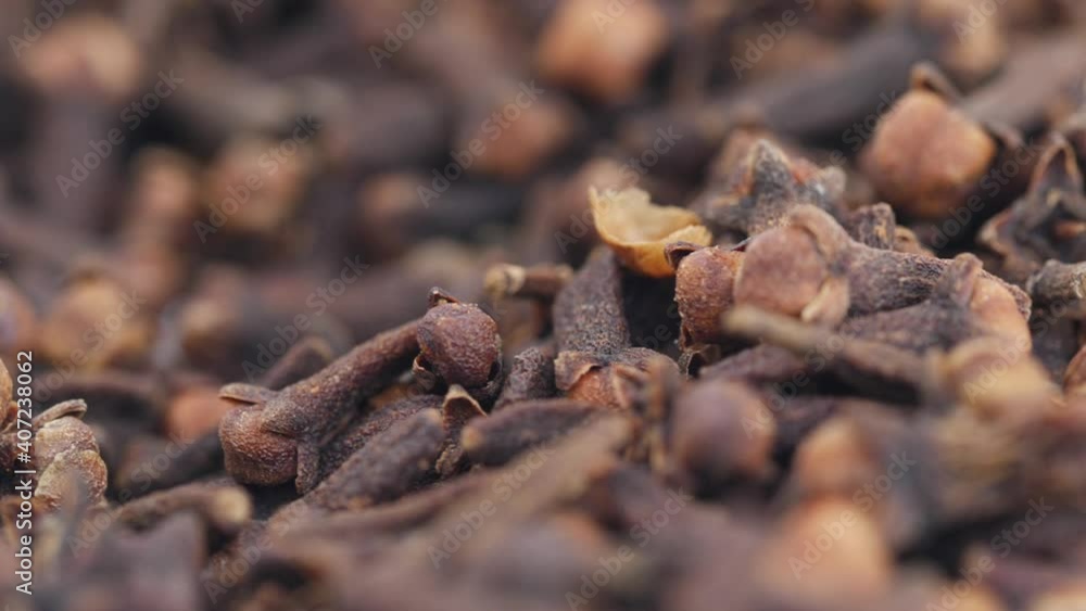 Close shot of cloves, View of cloves over a white background Close shot of cloves, View of cloves over a white background