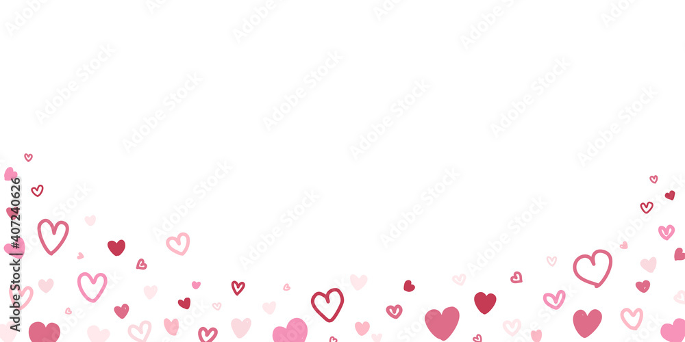 red and pink heart shaped on white background hand drawn. Valentine background vector illustration flat design.