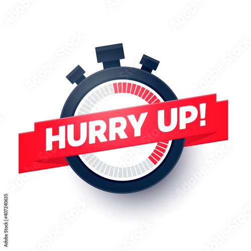 Vector Illustration  Hurry Up Sign With Stop Watch