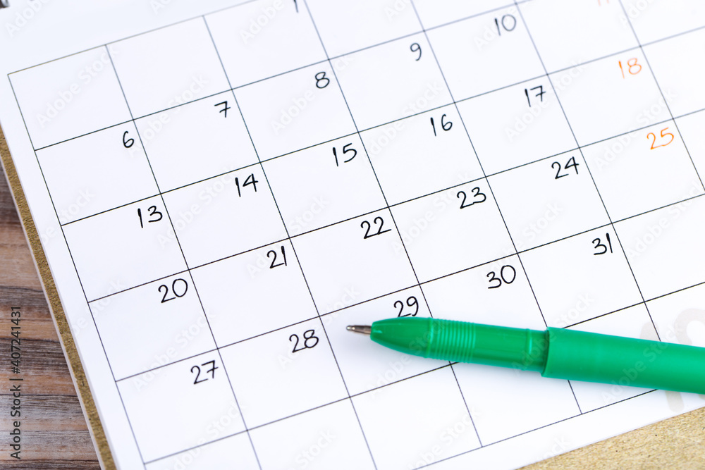 white calendar page for 2021 month schedule to make an appointment or manage the schedule every day with ballpoint pen for marks white calendar page for 2021 month schedule to make an appointment or manage the schedule every day with ballpoint pen for marks