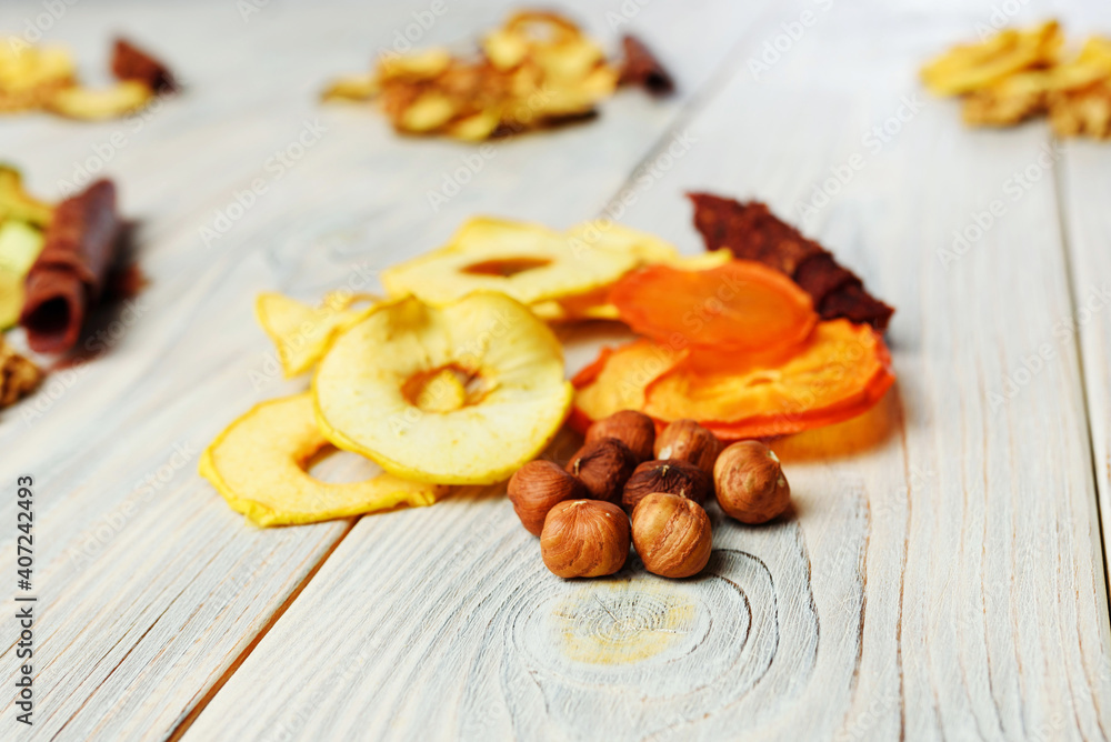 fruit chips and hazelnuts