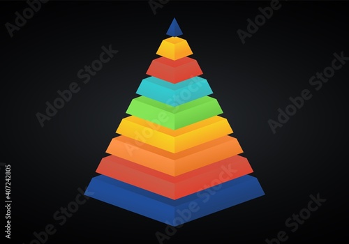 Vector 3d pyramid infographic. Business progress infographics concept with 9 options.