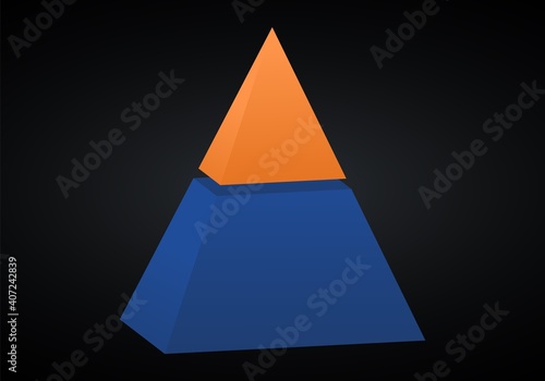 Vector 3d pyramid infographic. Business progress infographics concept with 2 options.