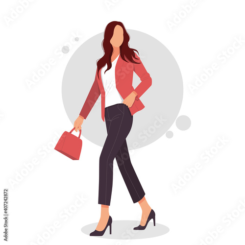 portrait of a woman posing in stylish outfits illustration