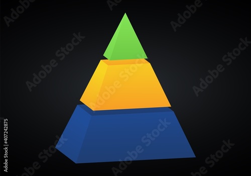 Vector 3d pyramid infographic. Business progress infographics concept with 3 options.