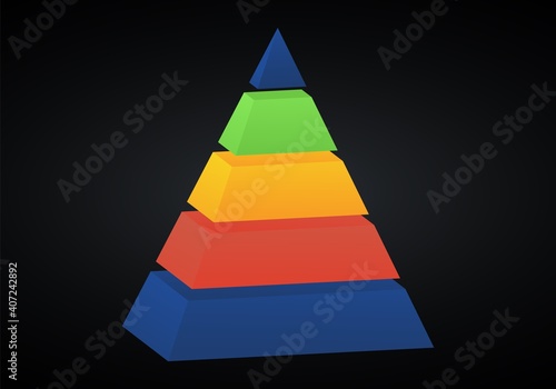 Vector 3d pyramid infographic. Business progress infographics concept with 5 options.