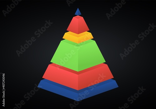 Vector 3d pyramid infographic. Business progress infographics concept with 6 options.