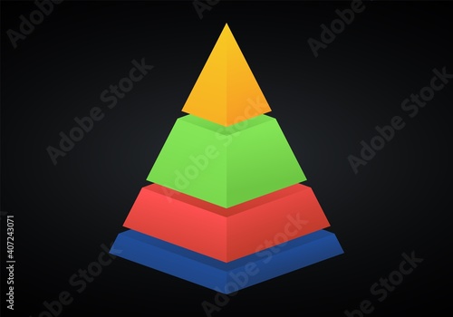 Vector 3d pyramid infographic. Business progress infographics concept with 1 options.