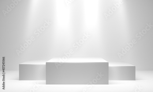 White winners podium with copy space. 3d rendering