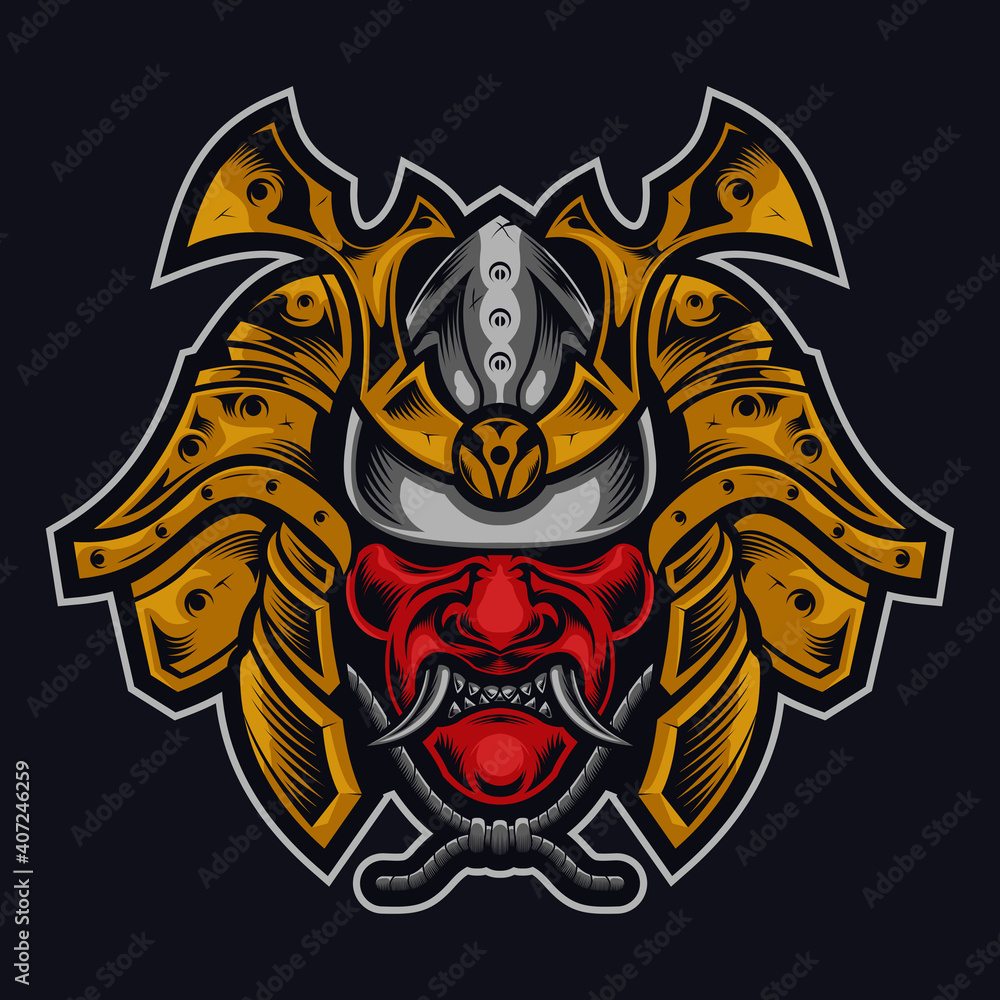 Fototapeta premium Traditional japanese samurai legend warrior mask