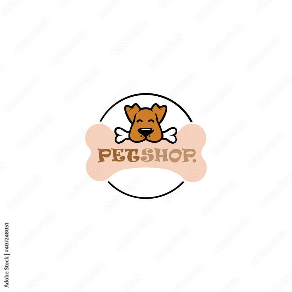 Fototapeta premium Pet shop logo template. label design elements for pet shop, zoo shop, pets care and goods for animals.