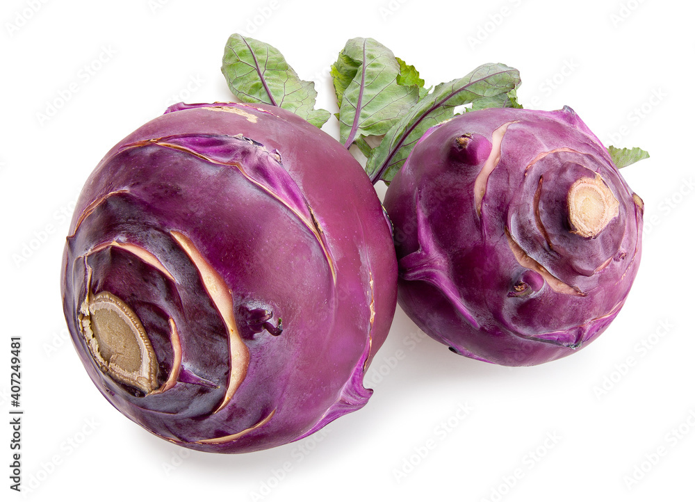 Fototapeta premium purple kohlrabi path isolated on white