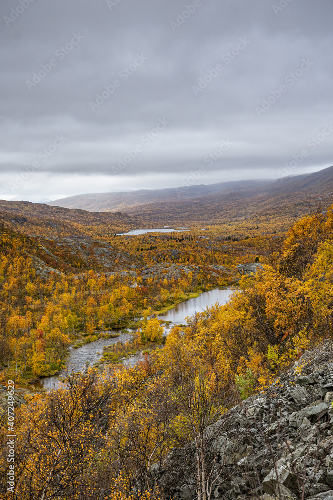 Viwe over a river landscape in Norway