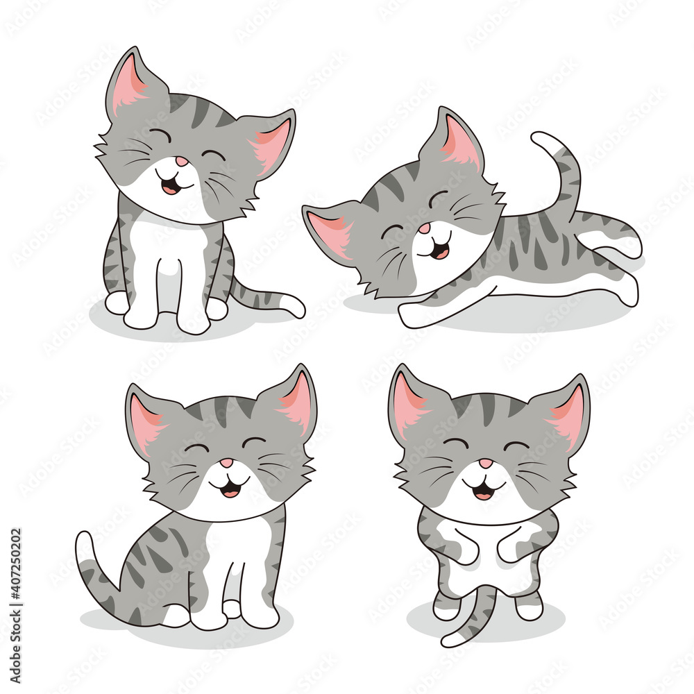 Cat Cartoon Animals Set Collactions