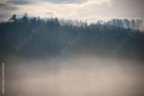 Fog in the morning in the Czech Republic
