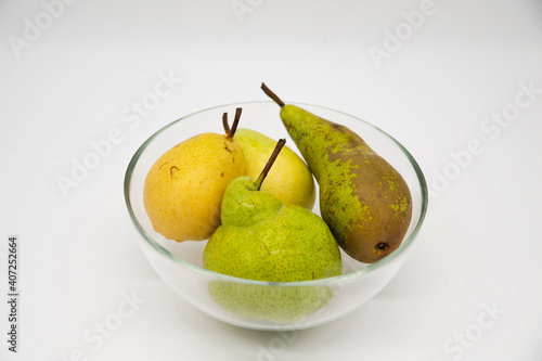 Pears in a clear bowl