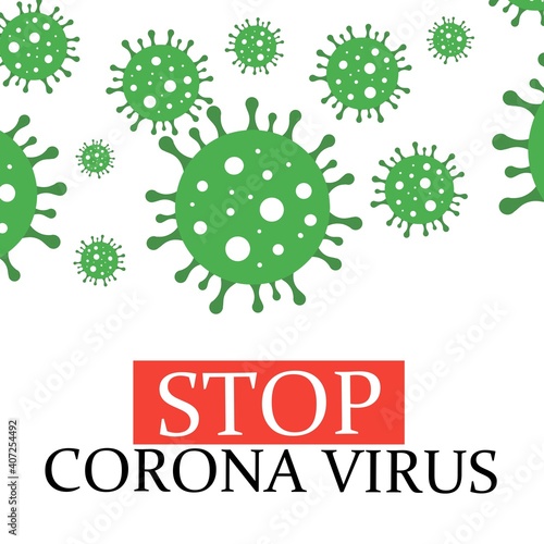 illustration of corona virus. Corona Virus in Wuhan, China, Global Spread, and Concept of Icon of Stopping Corona Virus.