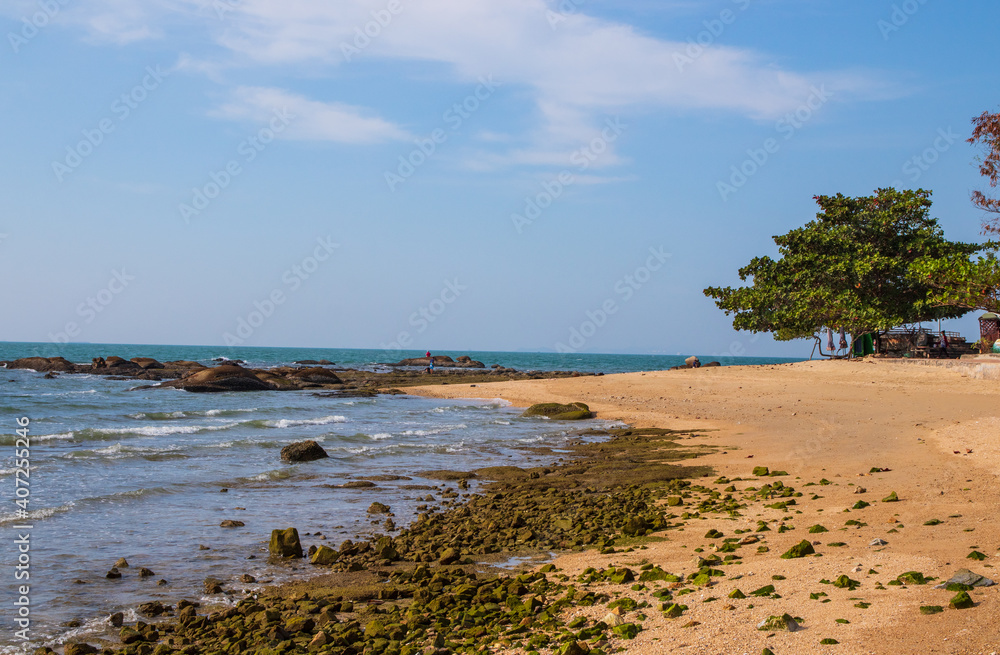 the coastline and the beach by the Gulf of Thailand Asia