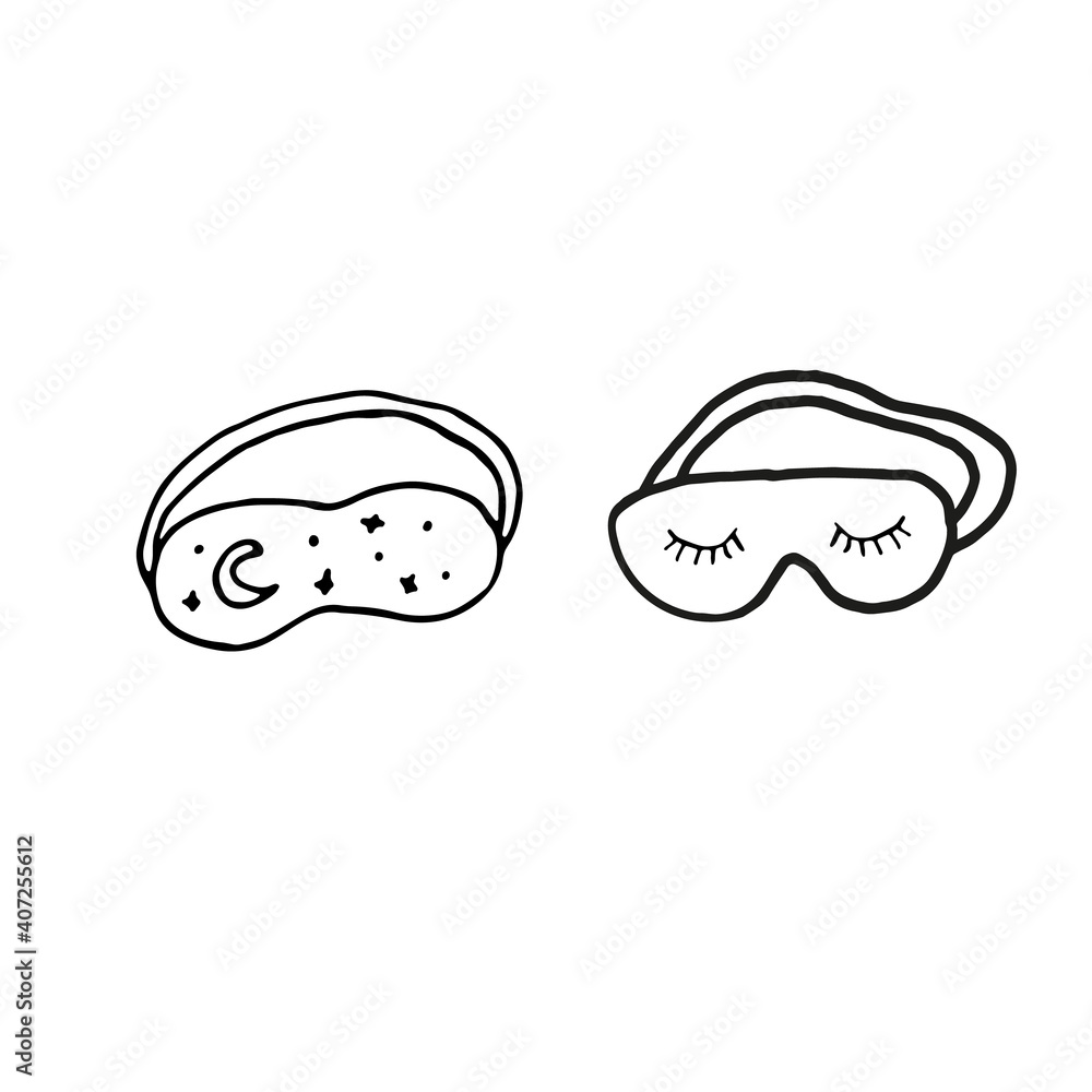 Sleep mask. Vector illustration. Hand drawing. Sleep mask. Vector illustration. Hand drawing.