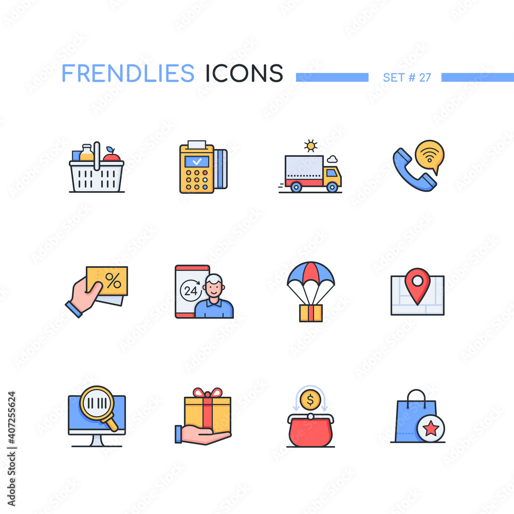 Shopping - modern line design style icons set Shopping - modern line design style icons set