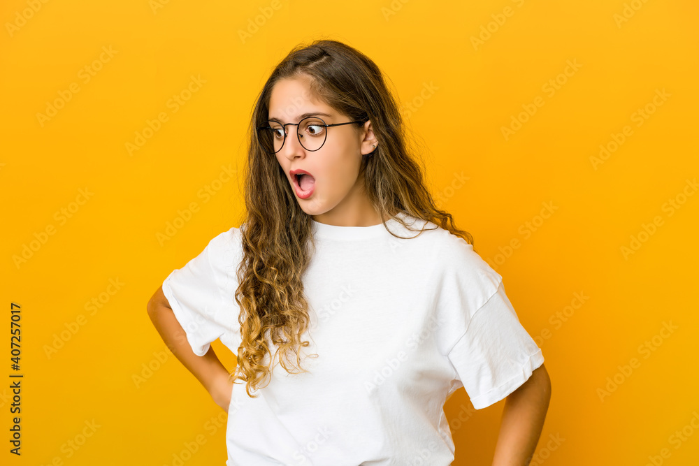 Young caucasian woman being shocked because of something Young caucasian woman being shocked because of something