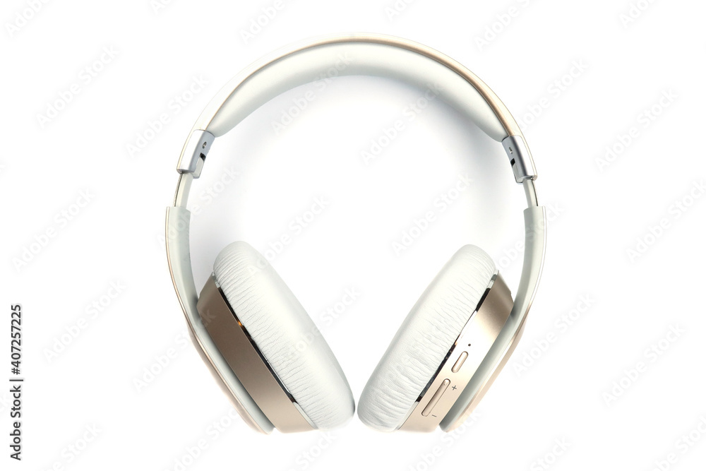 Full-size wireless overhead headphones on white background Full-size wireless overhead headphones on white background