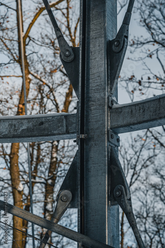 Close up of Brno Holedna viewpoint stairs detail. Steel prefabricated construction stairs. photo