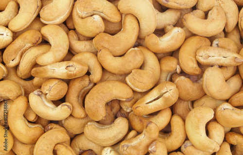 Roasted cashew nuts background	