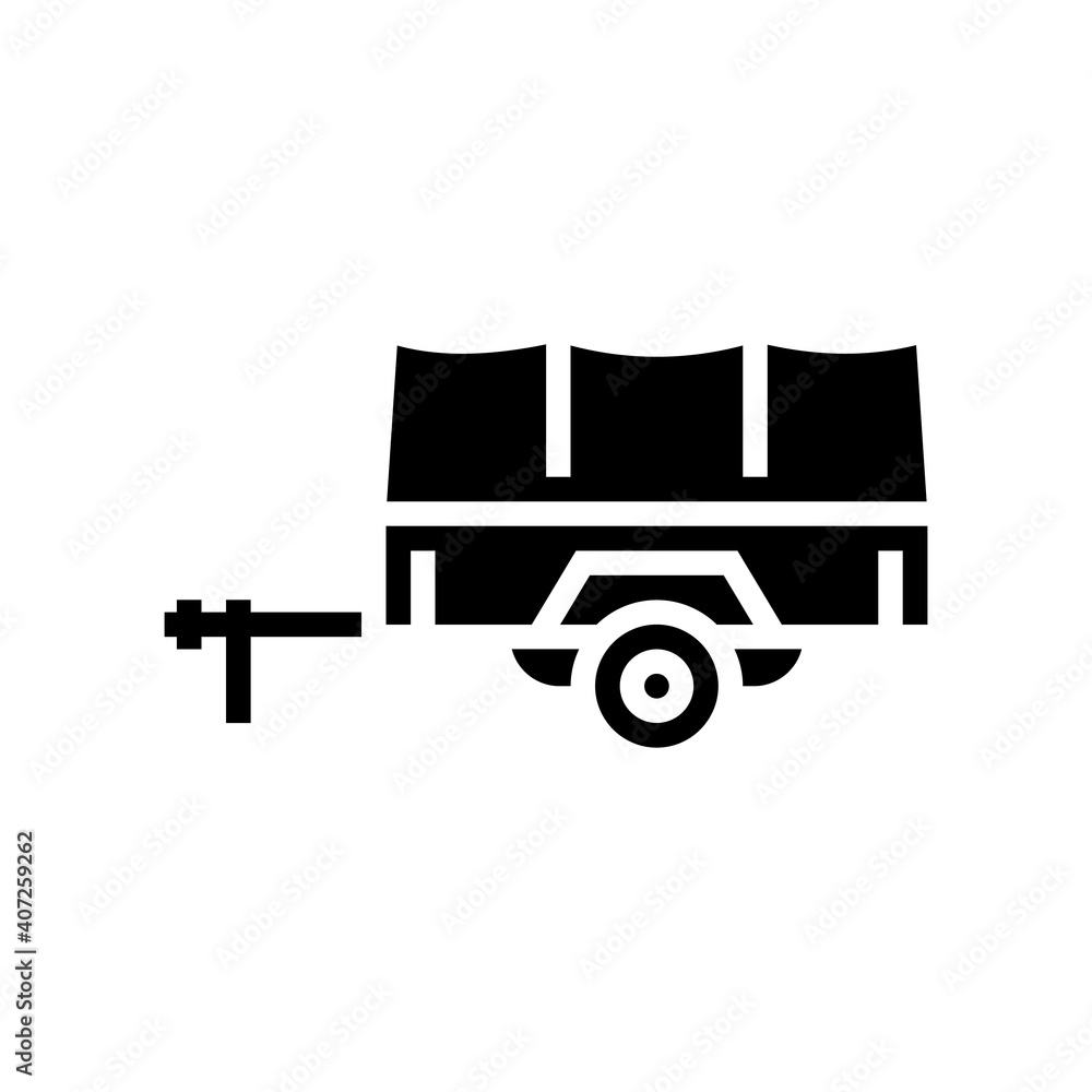 transportation trailer glyph icon vector. transportation trailer sign. isolated contour symbol black illustration