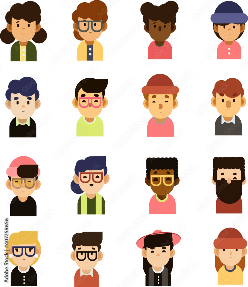Flat design characters with unique styles for every taste and color. Vector characters. Flat design characters with unique styles for every taste and color. Vector characters.