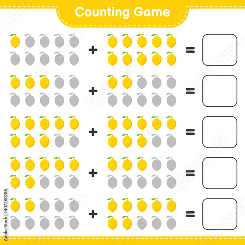 Counting game  count the number of Lemon and write the result. Educational children game  printable worksheet  vector illustration