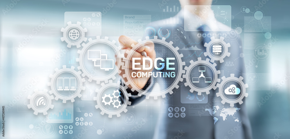 Edge computing modern IT technology on virtual screen concept. Edge computing modern IT technology on virtual screen concept.