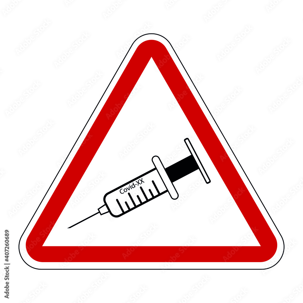 Attention vaccination coronavirus sign vector syringe Attention vaccination coronavirus sign vector syringe